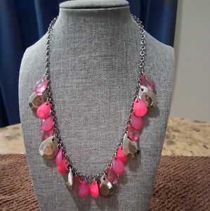 Paparazzi Pink and Silver Teardrop Necklace